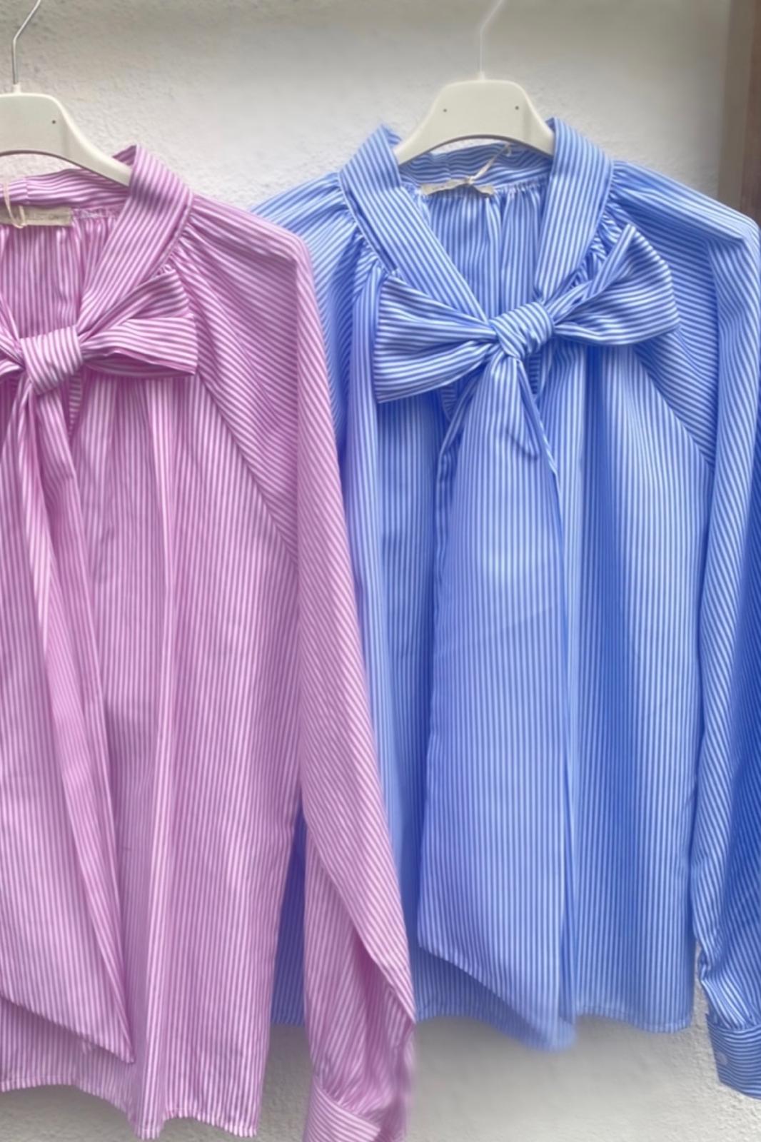 Camisa risca c/ laço